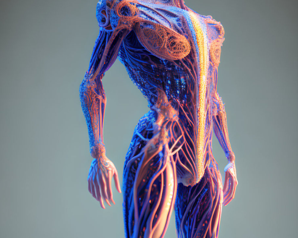 Detailed 3D Rendering of Human Circulatory and Muscular System