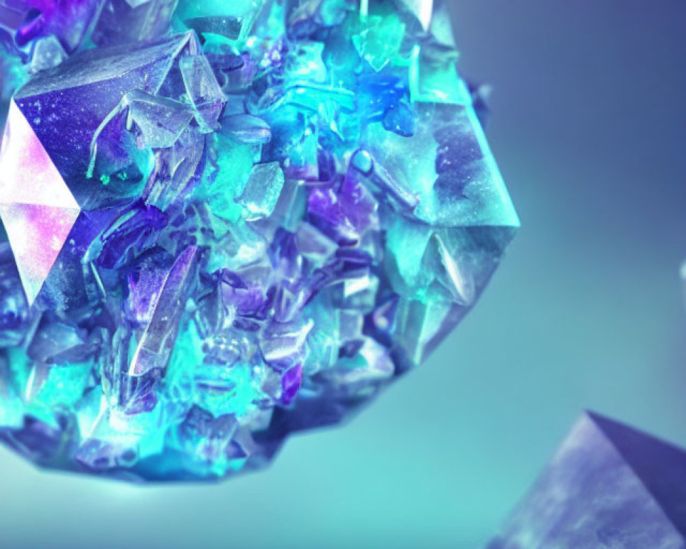 Vibrant Blue and Purple Crystal Cluster with Sharp Edges