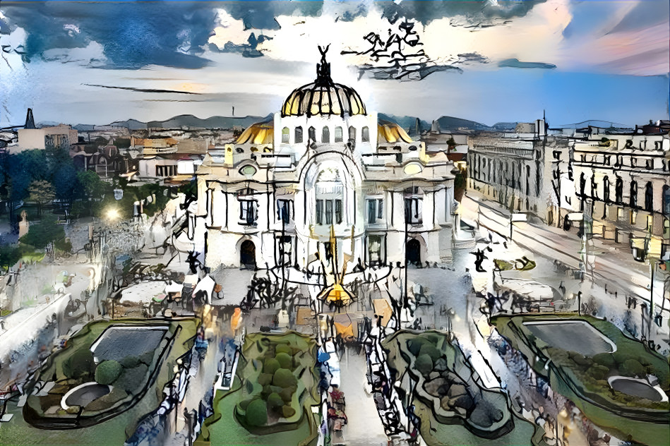 Mexico Palacio de Bellas artes draw style