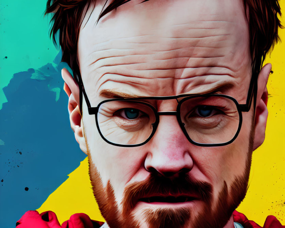 Vibrant digital portrait of man with glasses and tousled hair