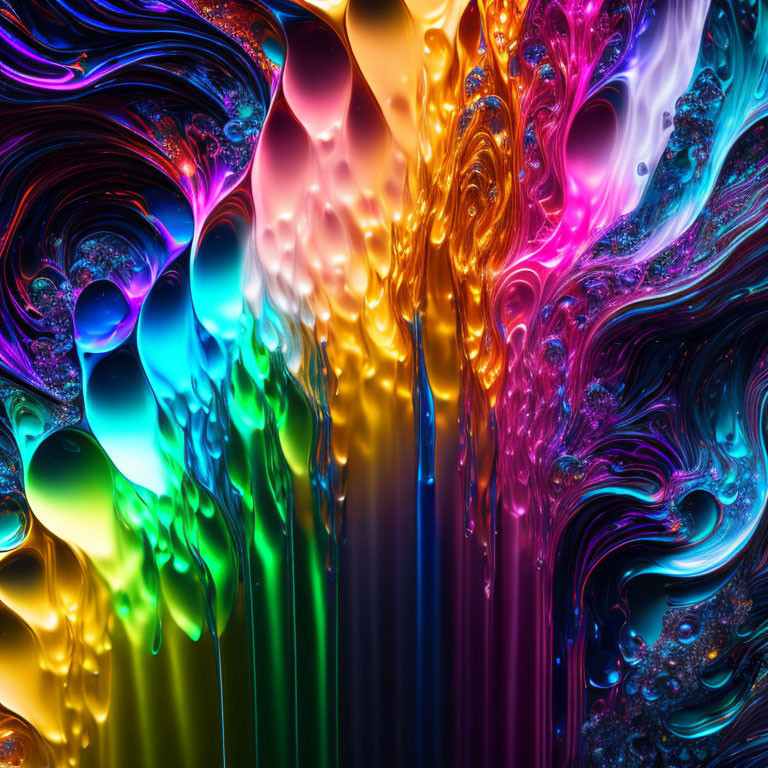 Colorful Abstract Liquid Art with Rainbow Swirls