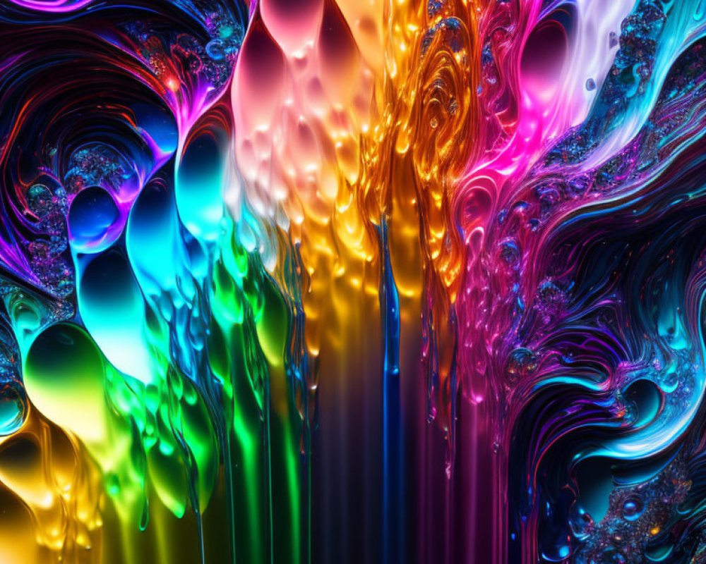 Colorful Abstract Liquid Art with Rainbow Swirls