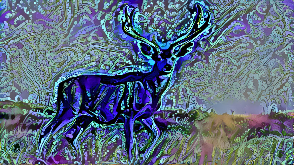 Deer and Blue Paisley