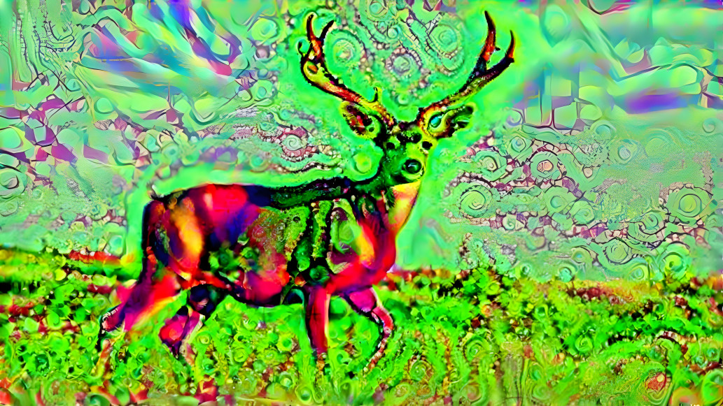 Deer with green fractal