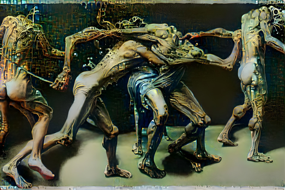 Fighting zombie statues