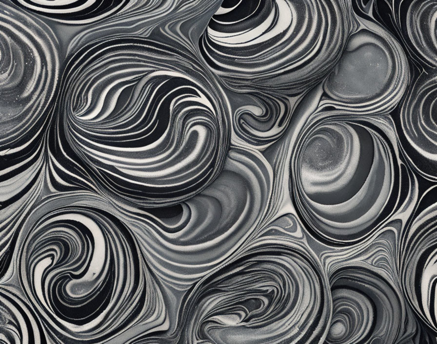 Abstract Black and White Swirling Pattern Resembling Marbled Paper