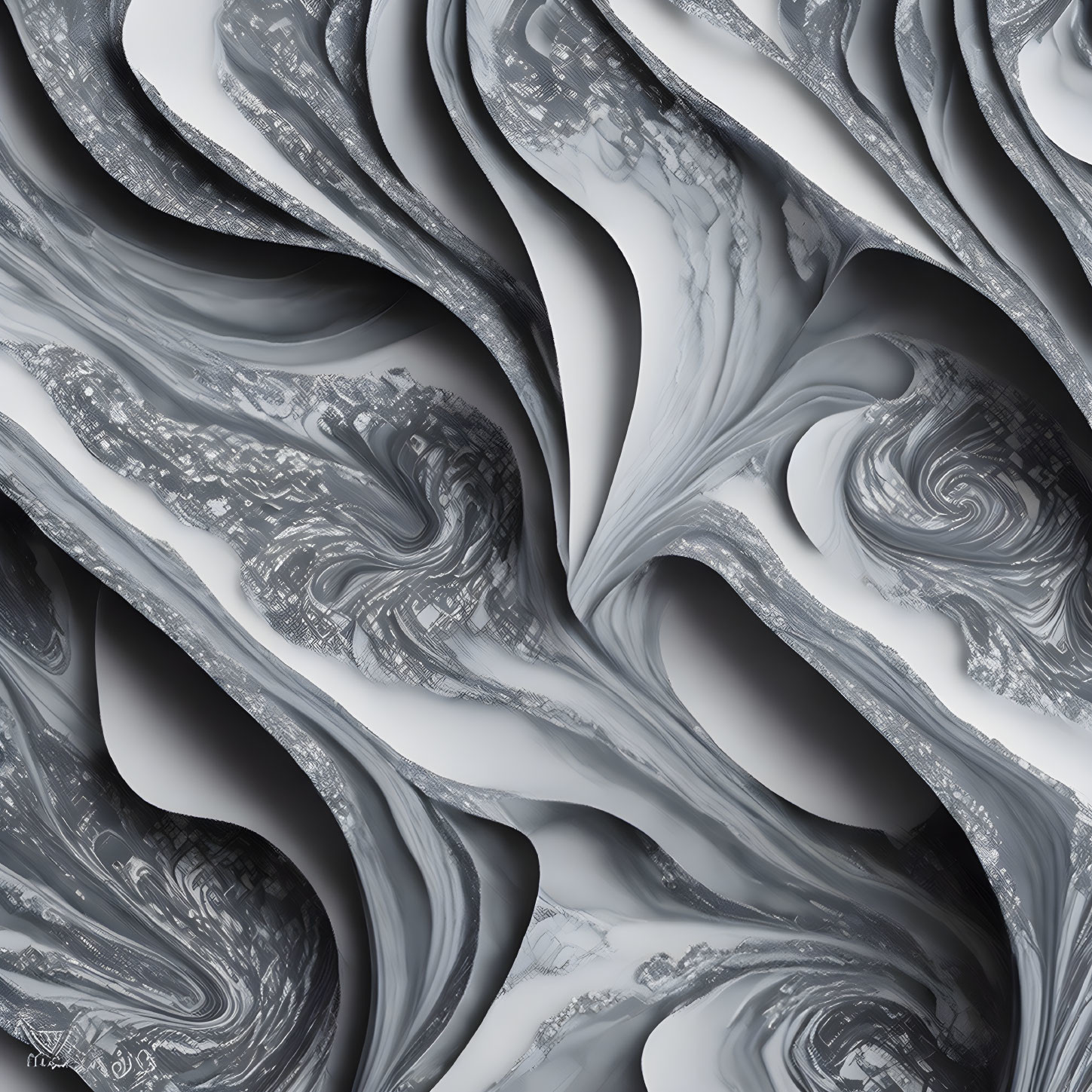 Monochrome Abstract Fractal Image with Swirling Patterns