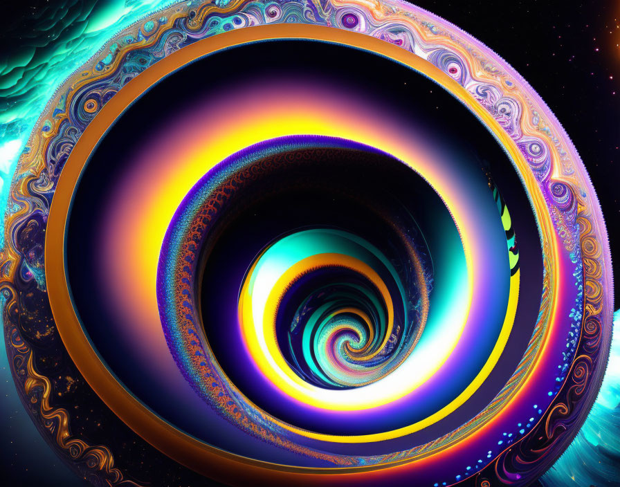 Colorful Fractal Spiral with Cosmic Vortex Patterns