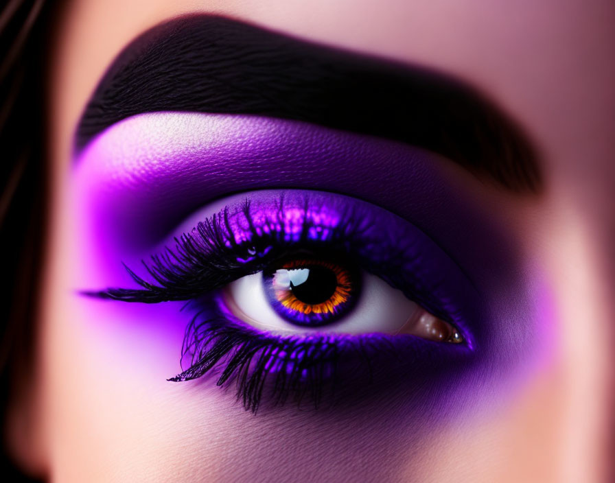 Detailed Purple Eyeshadow Eye Close-Up on Warm Background