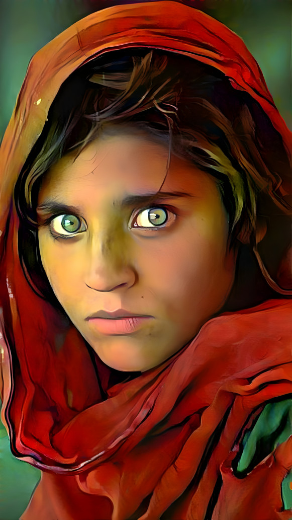"Afghan Girl", based on Steve McCurry 1984 Photo