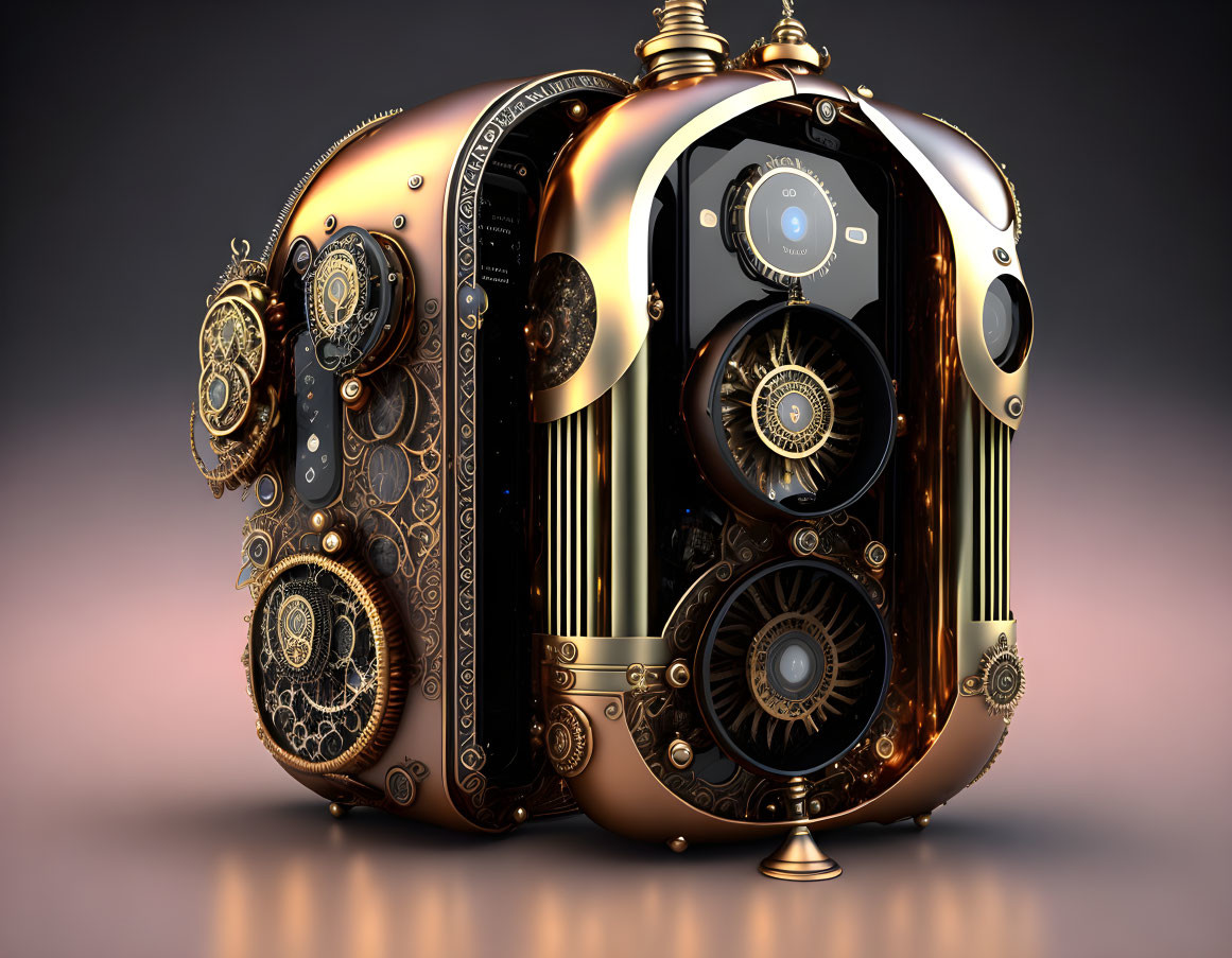 Intricate Steampunk-Inspired Camera with Victorian & Futuristic Design