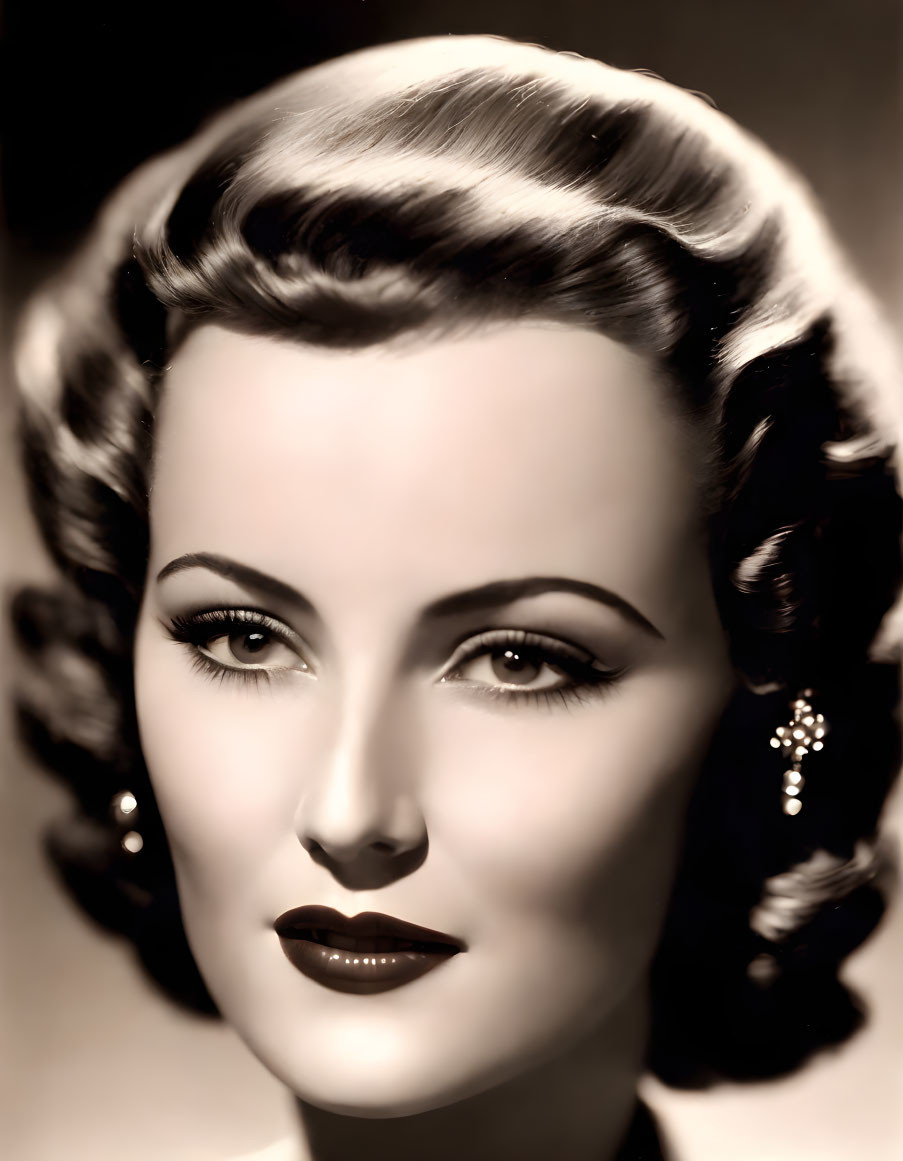 Classic 1940s style black and white portrait of a woman