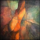 Colorful Abstract Painting: Irregular Shapes in Earth Tones