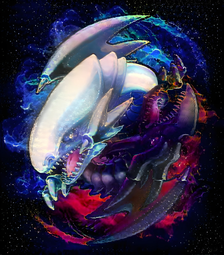 Yin-Yang Dragons: BEWD & Red-Eyes (Space Style)