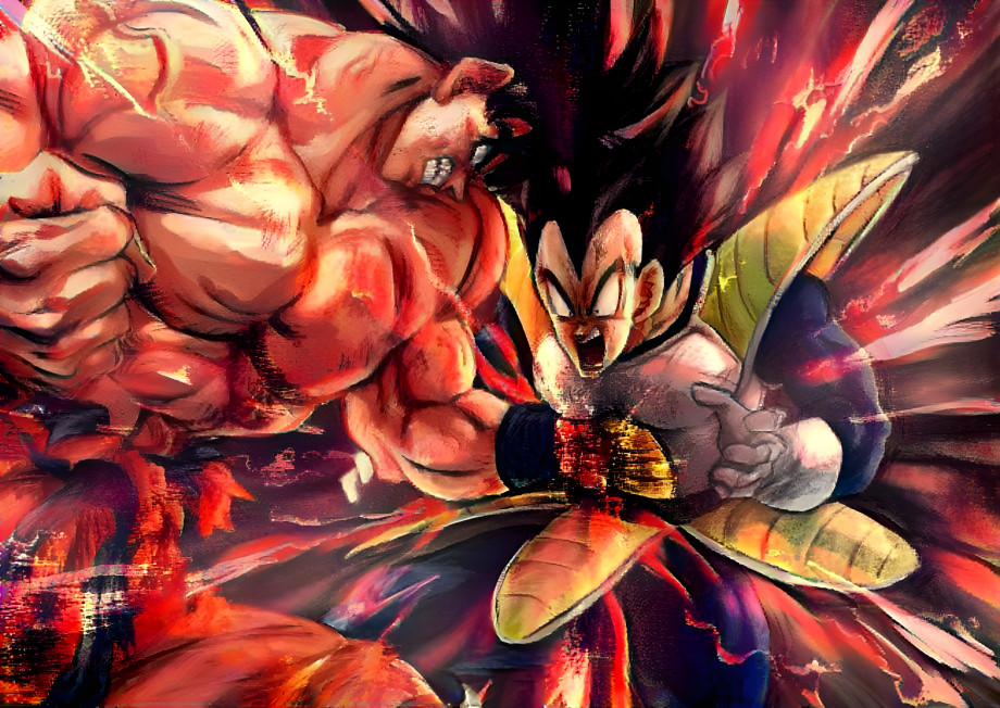 Kaioken Goku Gut Punching Vegeta