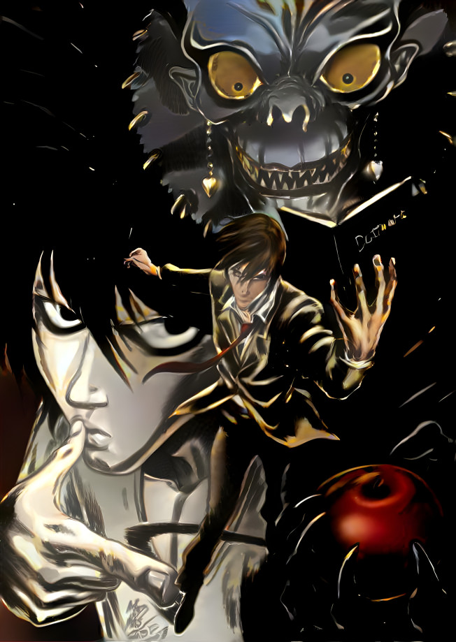 Light, L, & Ryuk (Dark Painting Style)