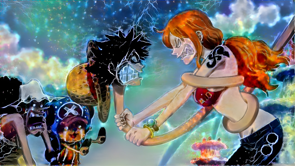 Nami Strangling Luffy