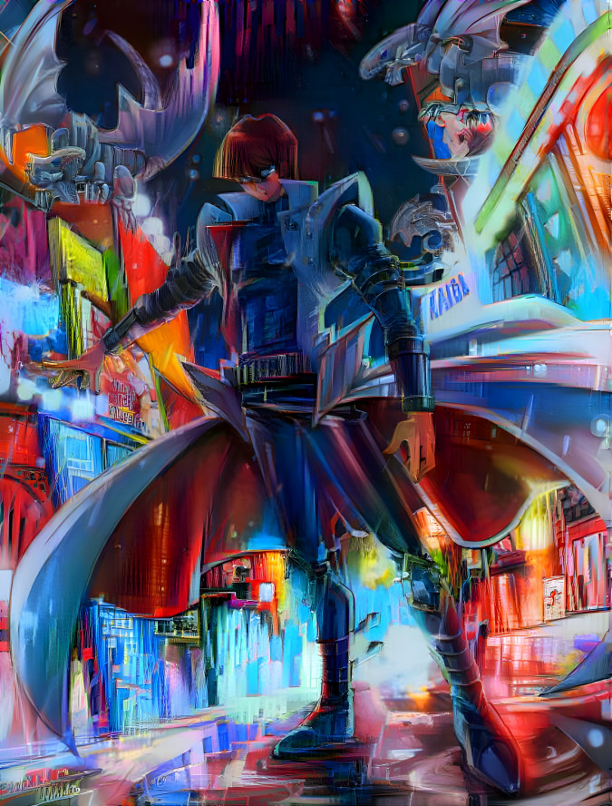 Kaiba in Vibrant City (Abstract Style)