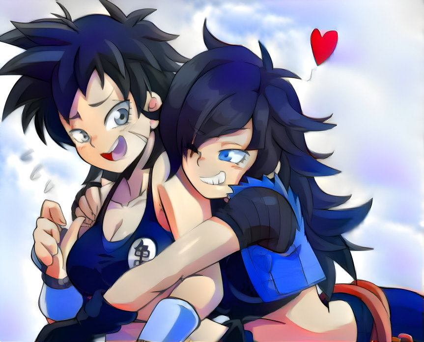 2 Saiyan Girls Hugging