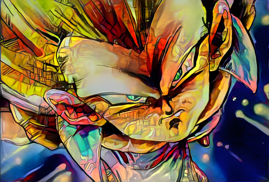 SSJ3 Gotenks Rushing Forward (Abstract Style)