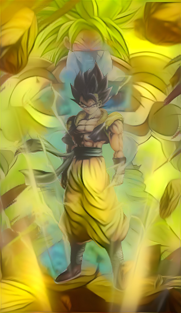 Broly Looming Behind Gogeta (Maximum Gold Style)