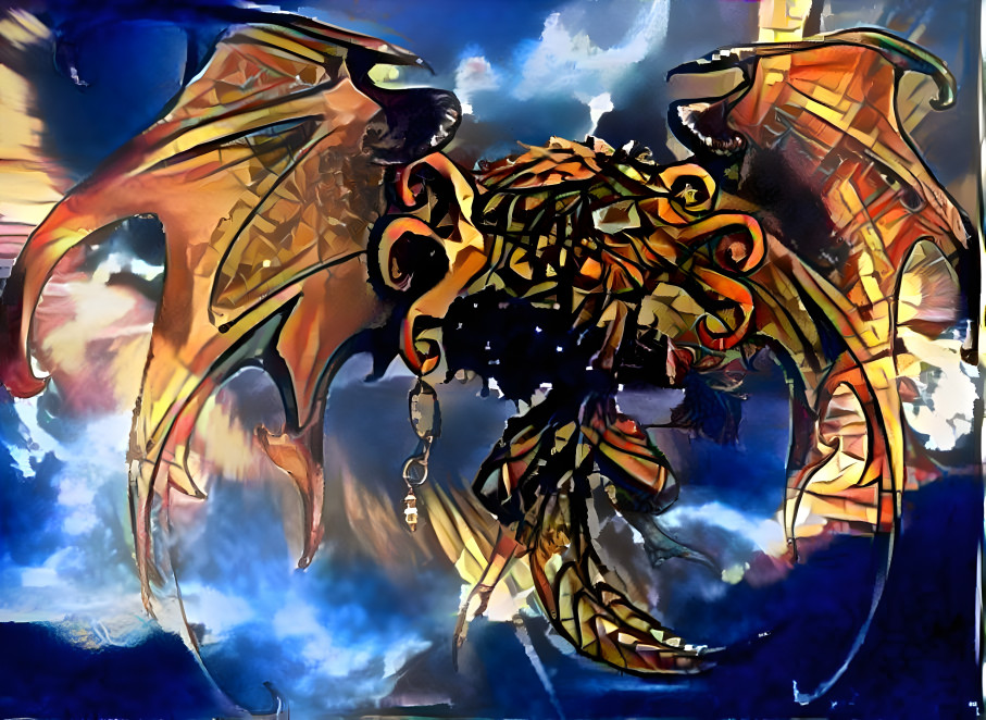 Black & Gold Valefor (Stained Glass Style)