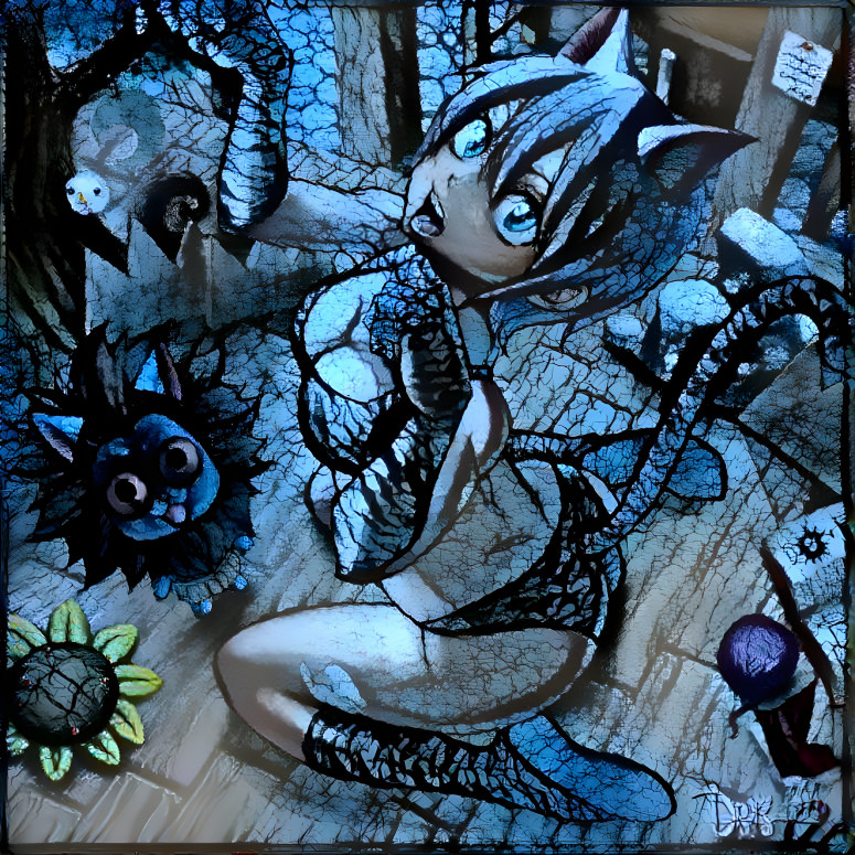 Catgirl Lisanna (Creepy Cracked Blue Style)