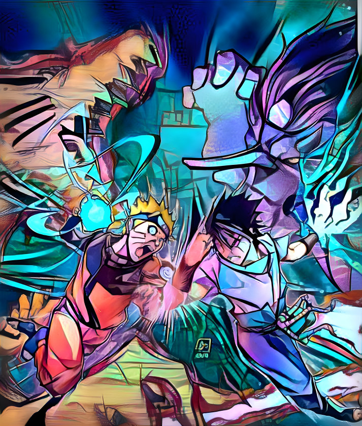 Naruto vs Sasuke (Stained Glass Style)