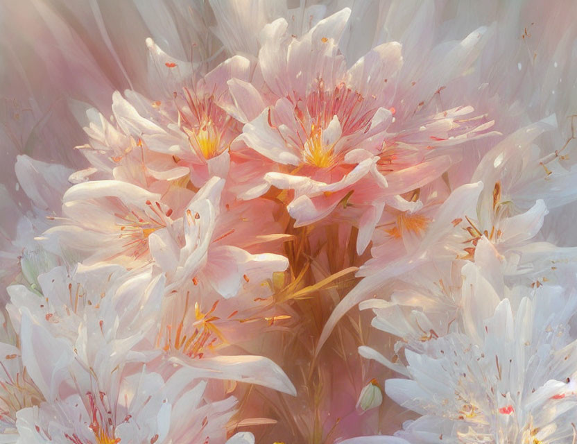 Pale Pink Rhododendron Blooms with Delicate Focus