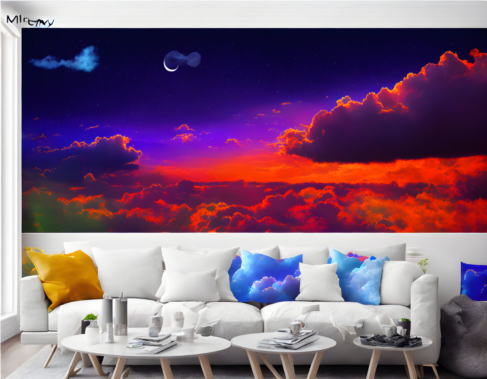 Colorful Sunset Wall Mural in Vibrant Room