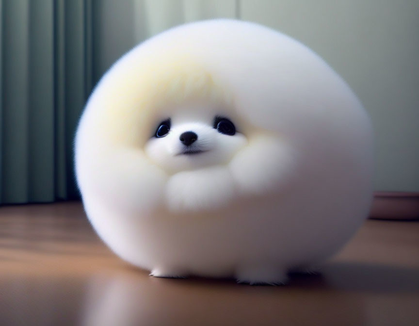 Fluffy White Dog with Cotton-Like Appearance and Cute Face