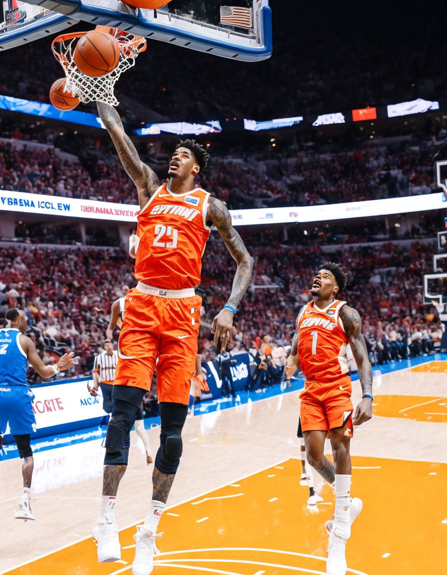 Clemson University basketball players in action during a game