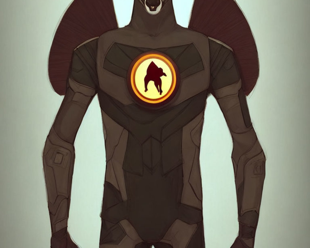 Illustration of humanoid figure with deer antlers and glowing bear emblem