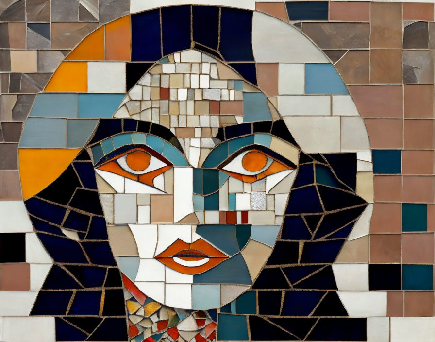 Colorful Geometric Face Mosaic Artwork