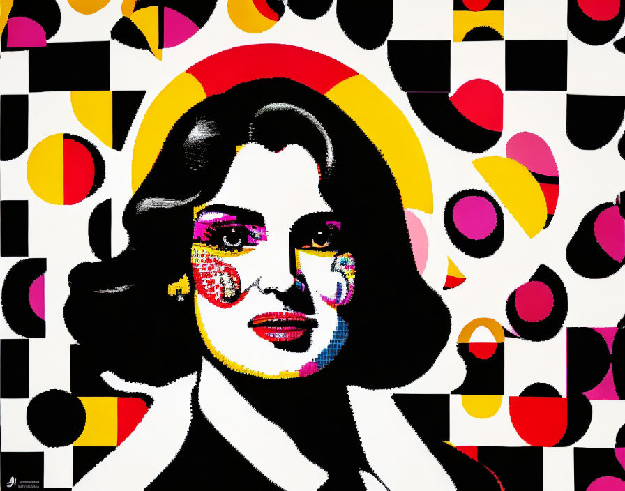 Colorful Pop Art Style Portrait with Abstract Background