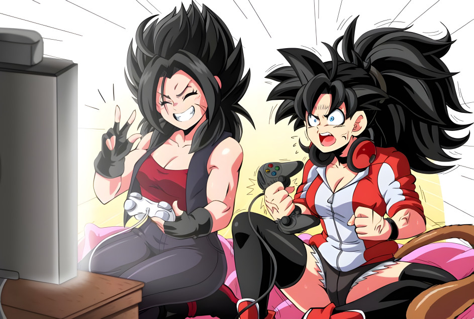 2 Saiyan Girls Gaming (Self Style)