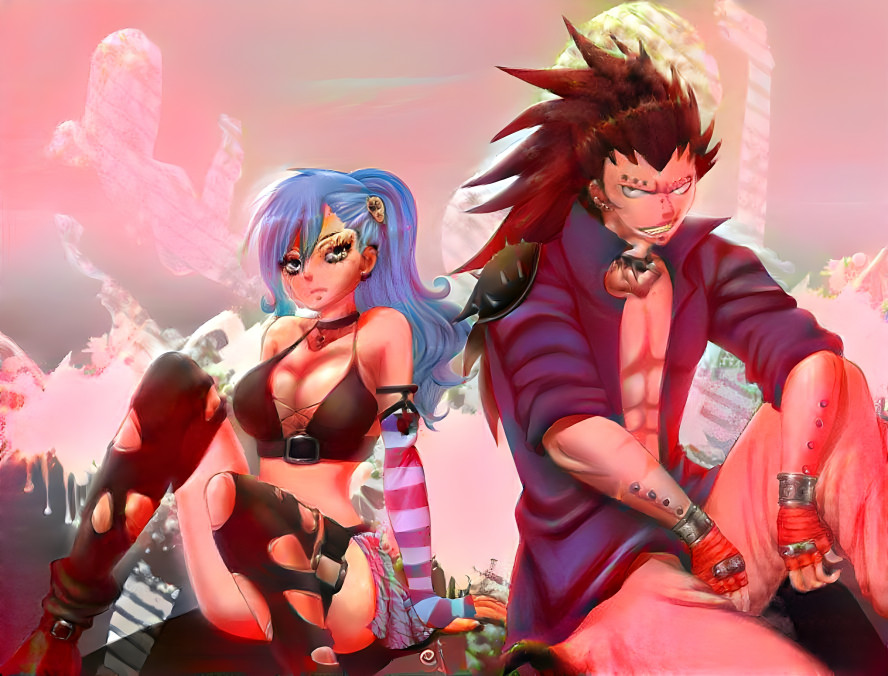 Punk Rock Juvia & Gajeel (Harley Quinn Style)