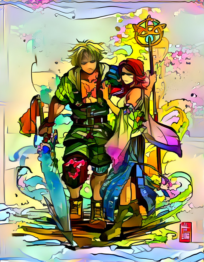 Tidus & Yuna (Stained Glass Style)