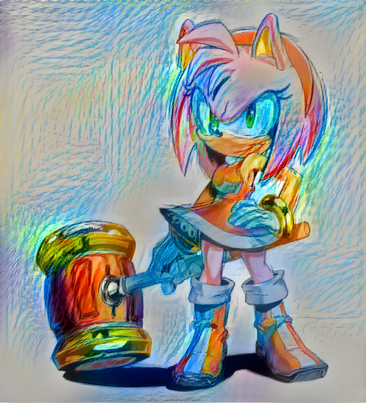 Amy Rose with Hammer (Crayon Style)