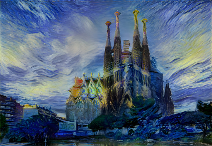 Sagrada familia starry night van gogh