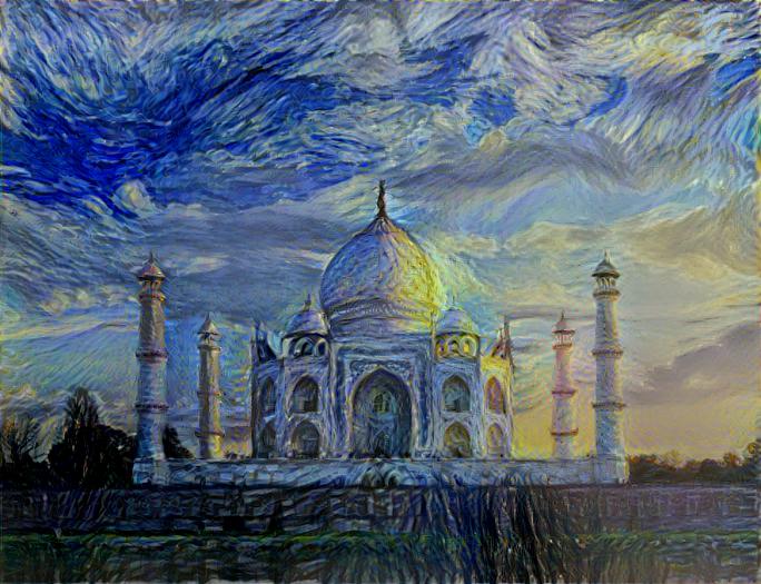 Taj majal van gogh starry night