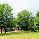 Vibrant Trees and Playground in Lush Green Park