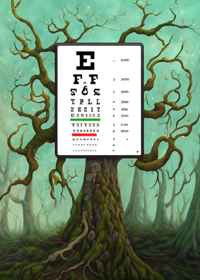 Tree Branch Eye Test Chart in Mystic Green Forest