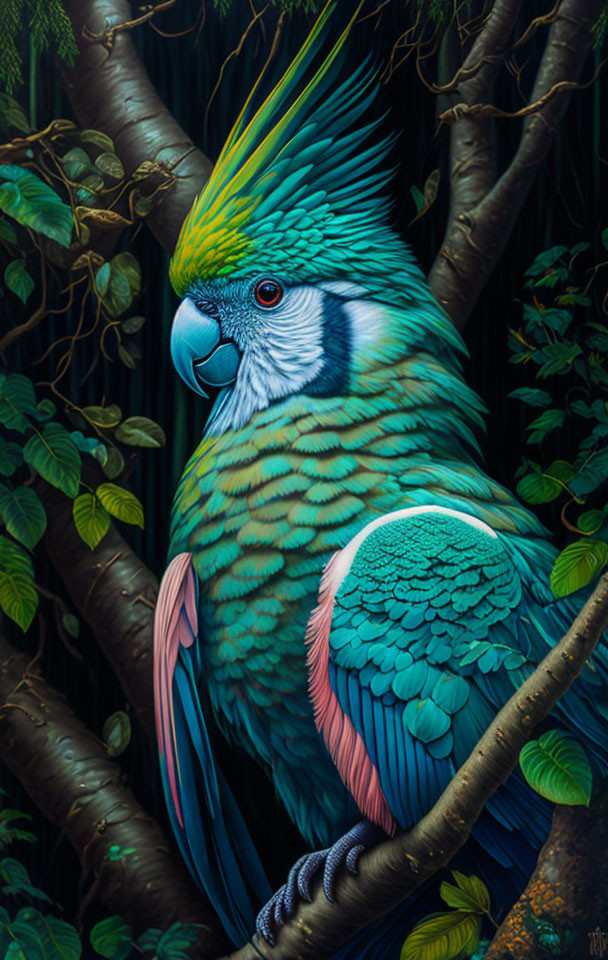 Colorful Parrot Amid Lush Tropical Foliage