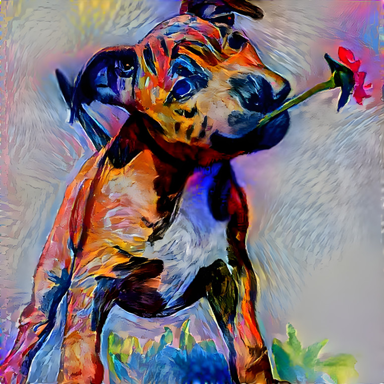 Staffy Puppy Flower Power