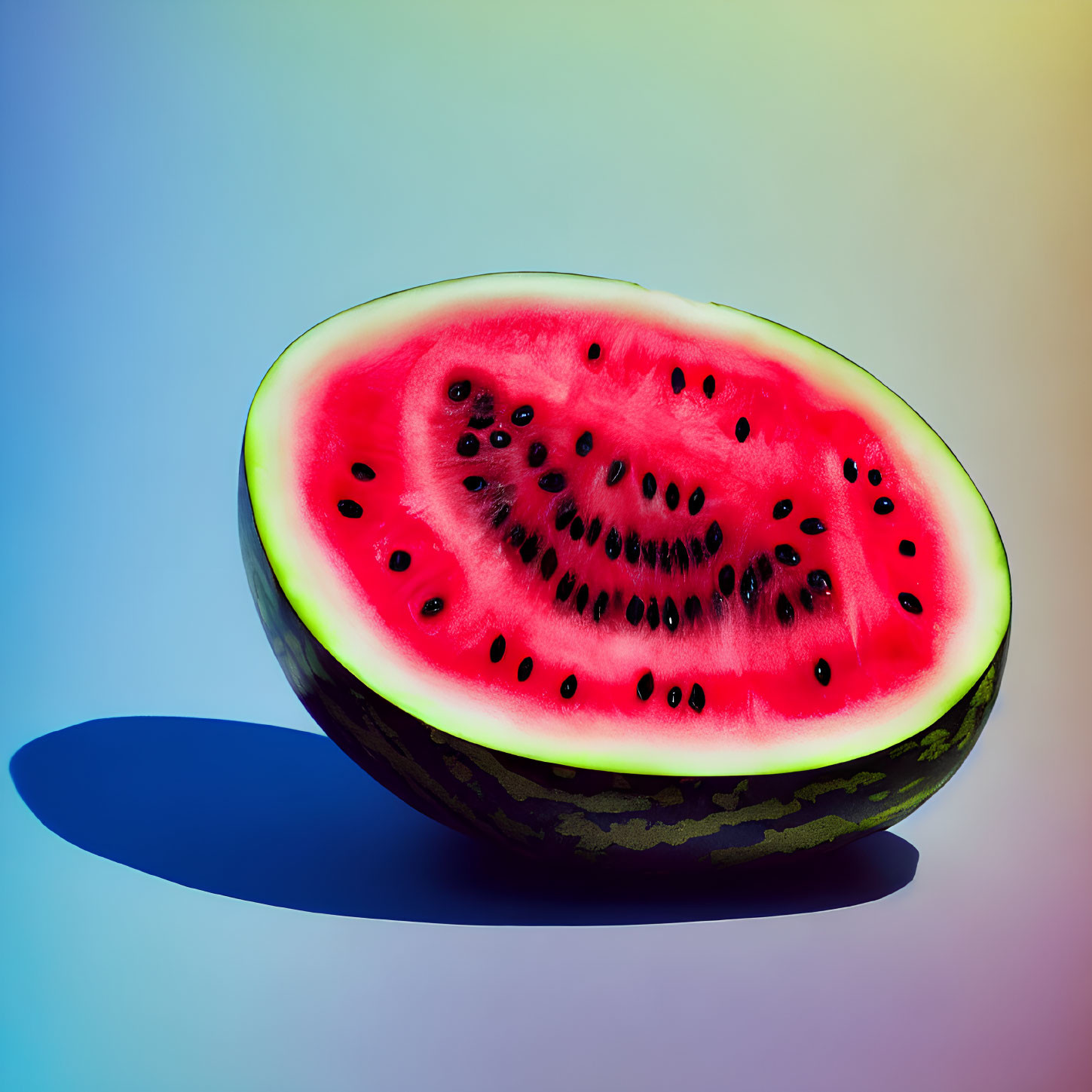 Colorful Watermelon Slice on Pastel Gradient Background