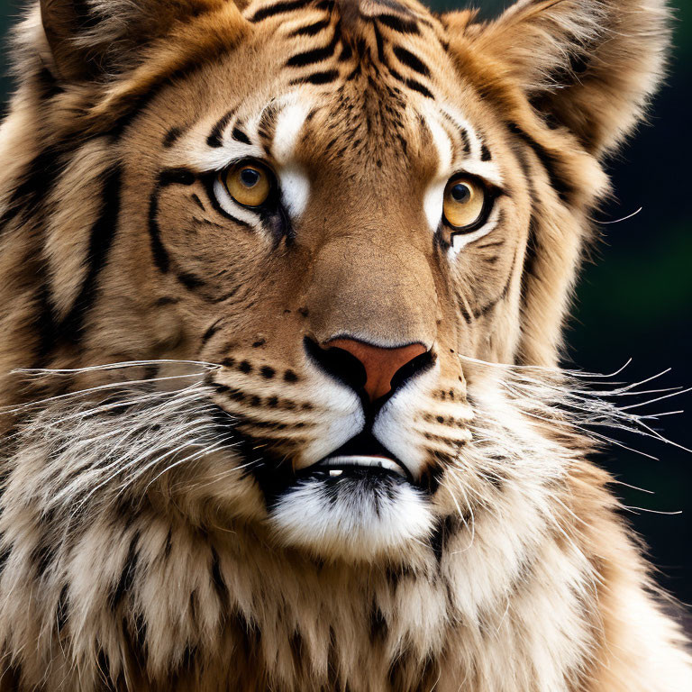 Detailed Tiger Face with Fur Texture, Piercing Eyes, and Whiskers