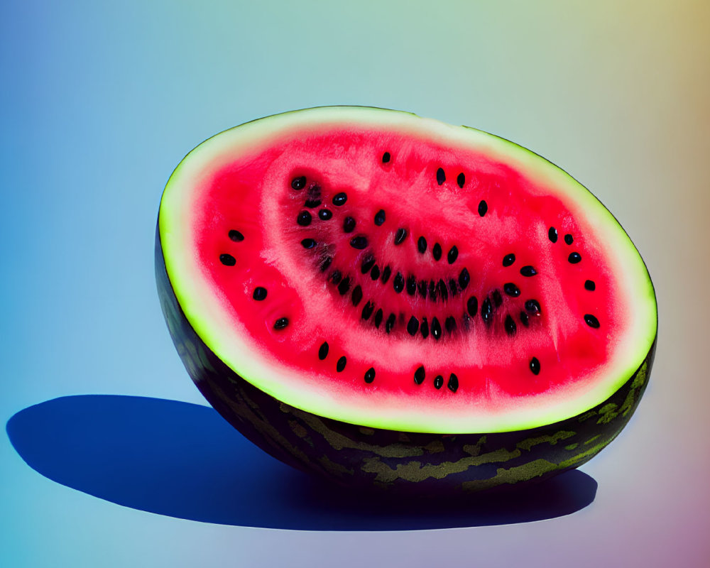 Colorful Watermelon Slice on Pastel Gradient Background