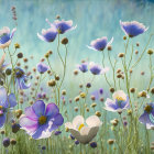 Tranquil pink and white daisies in serene field