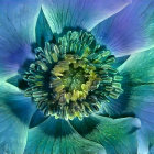 Blue Flower Bouquet in Clear Vase Against Soft-focus Background